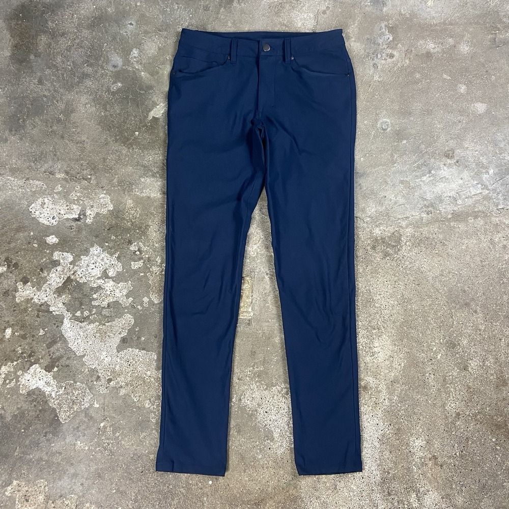 Lulu Lemon ABC Pants Men's Size 31x31 Navy Blue Slim Fit Warp Stream Active Wear